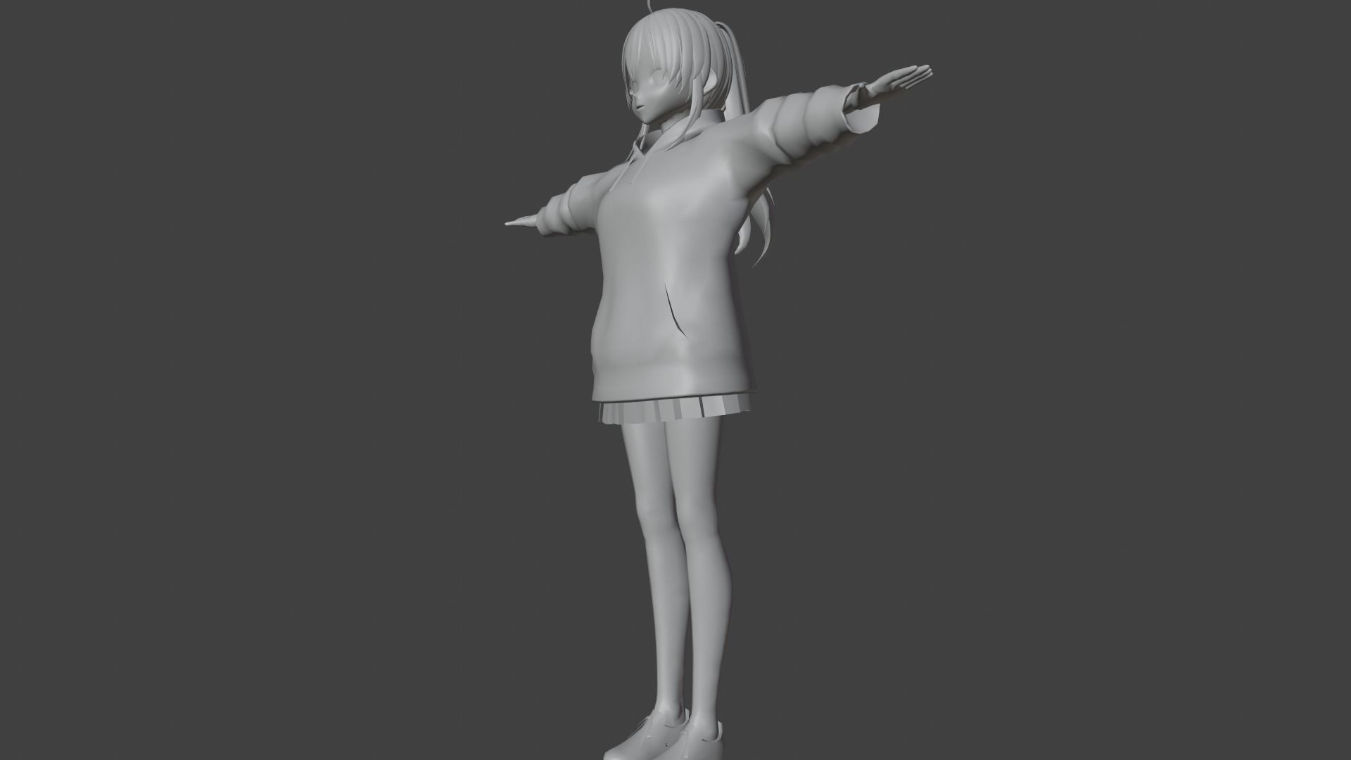 cute anime girl character - Emiko Low-poly 3D model_10