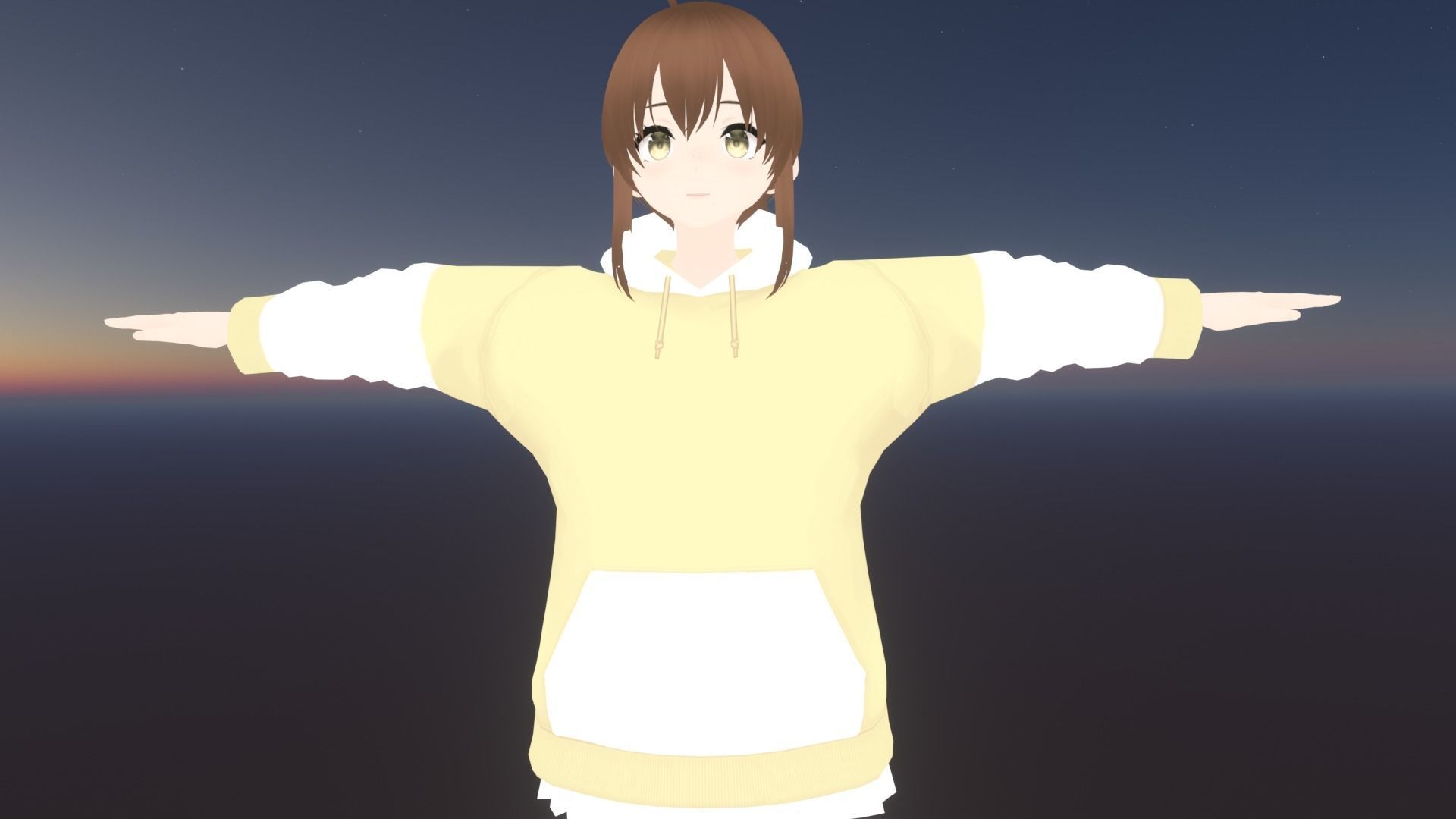 cute anime girl character - Emiko Low-poly 3D model_1