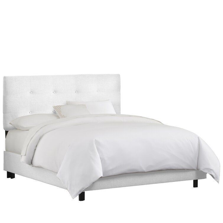 Tufted Upholstered Low Profile Standard Bed 3D model_1