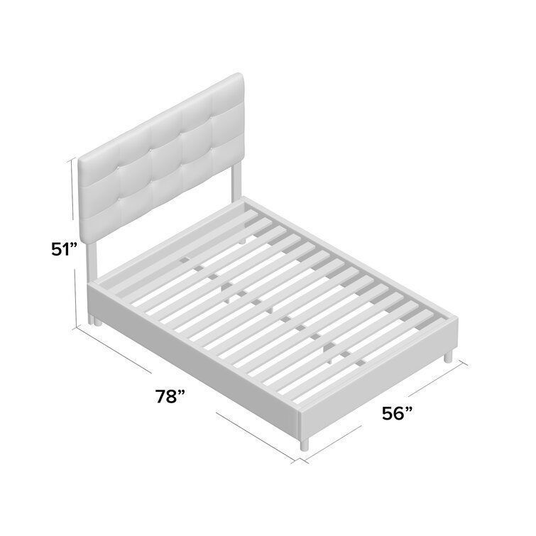 Tufted Upholstered Low Profile Standard Bed 3D model_2