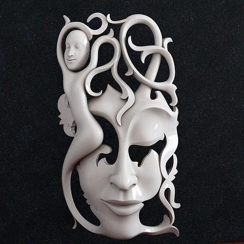 Theater Mask woman 3D print model