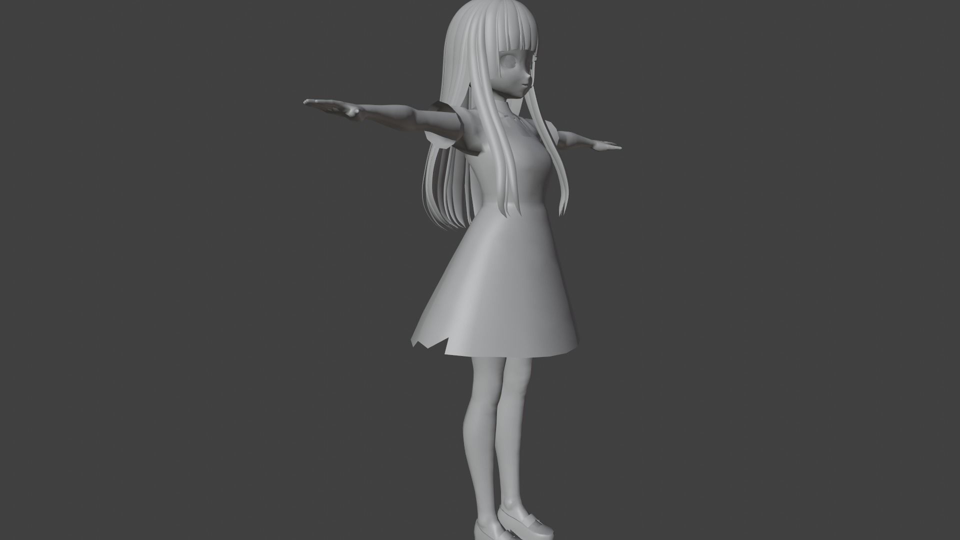 cute anime girl character - Ena Low-poly 3D model_8
