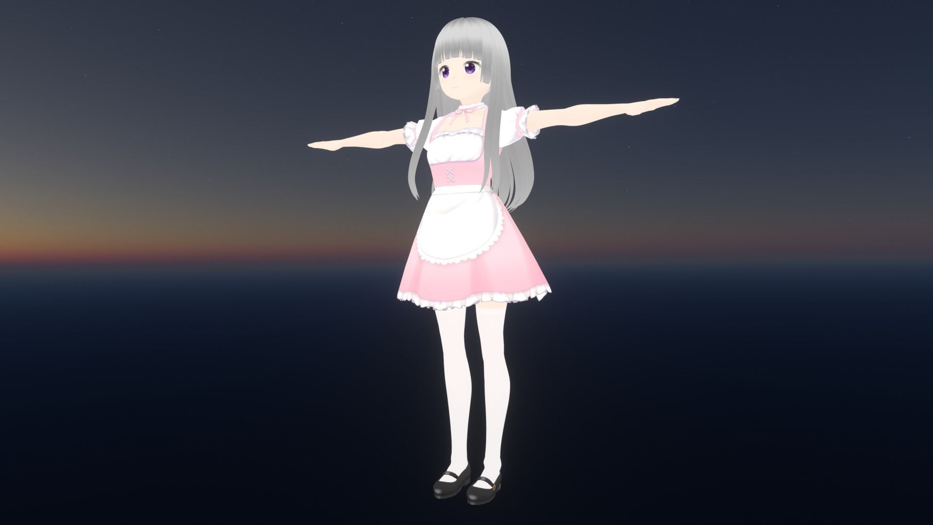 cute anime girl character - Ena Low-poly 3D model_4