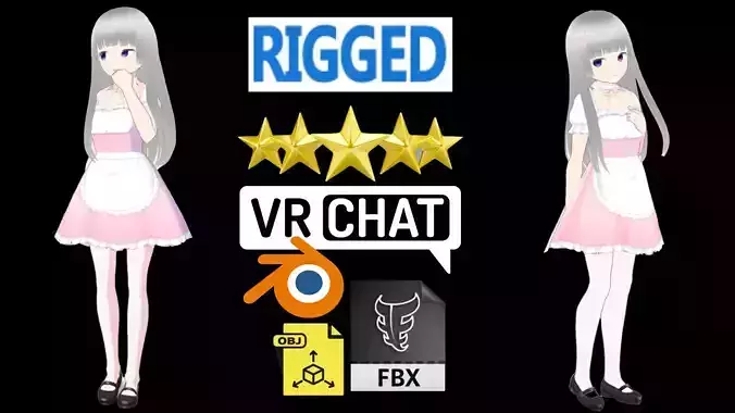 cute anime girl character - Ena Low-poly 3D model cute anime girl character - Ena Low-poly 3D model