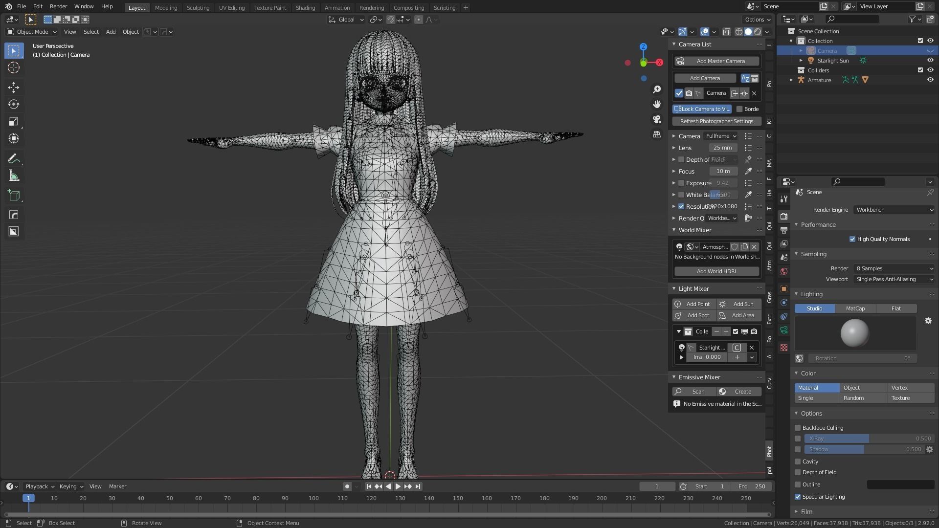 cute anime girl character - Ena Low-poly 3D model_12