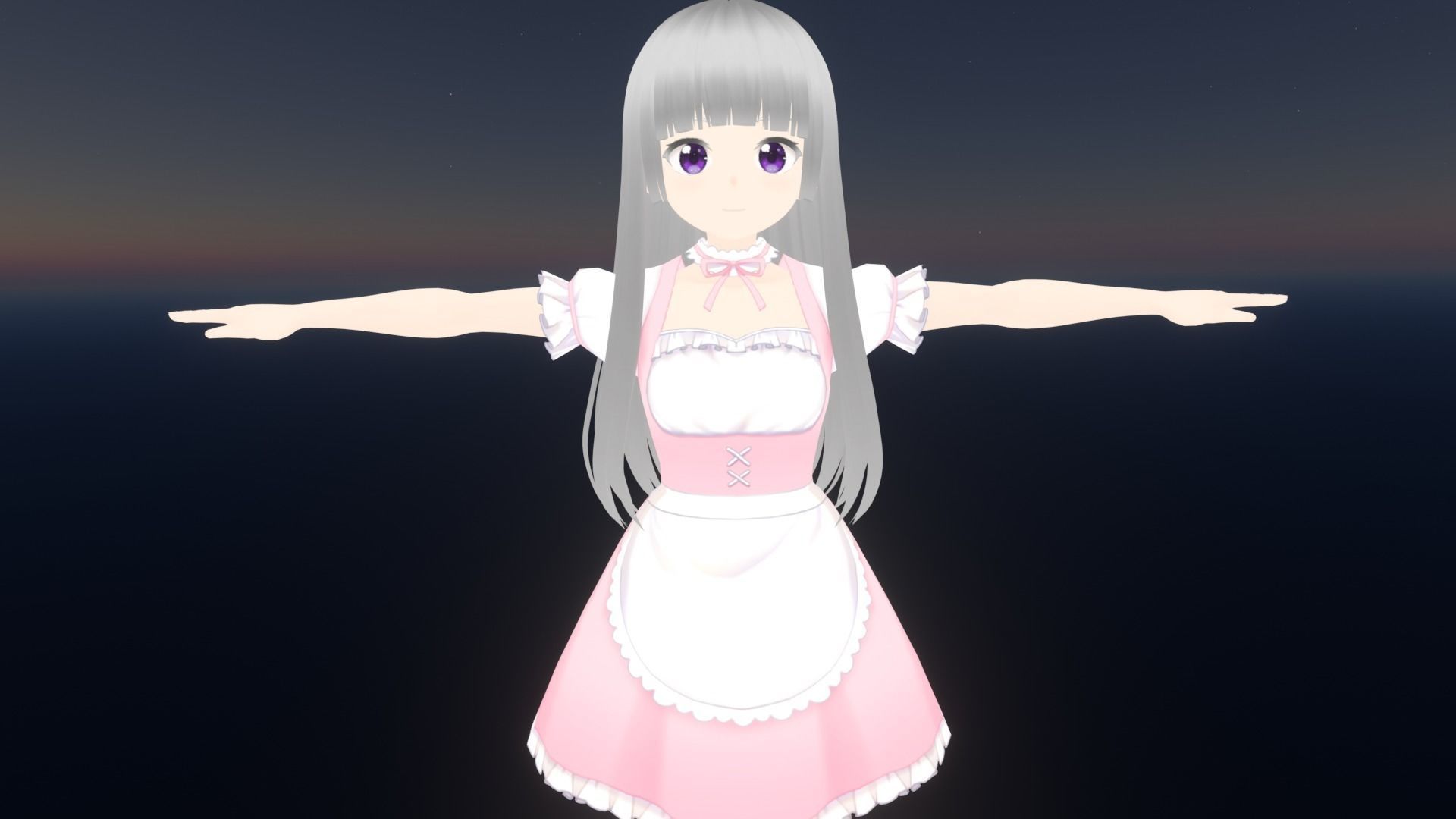 cute anime girl character - Ena Low-poly 3D model_1