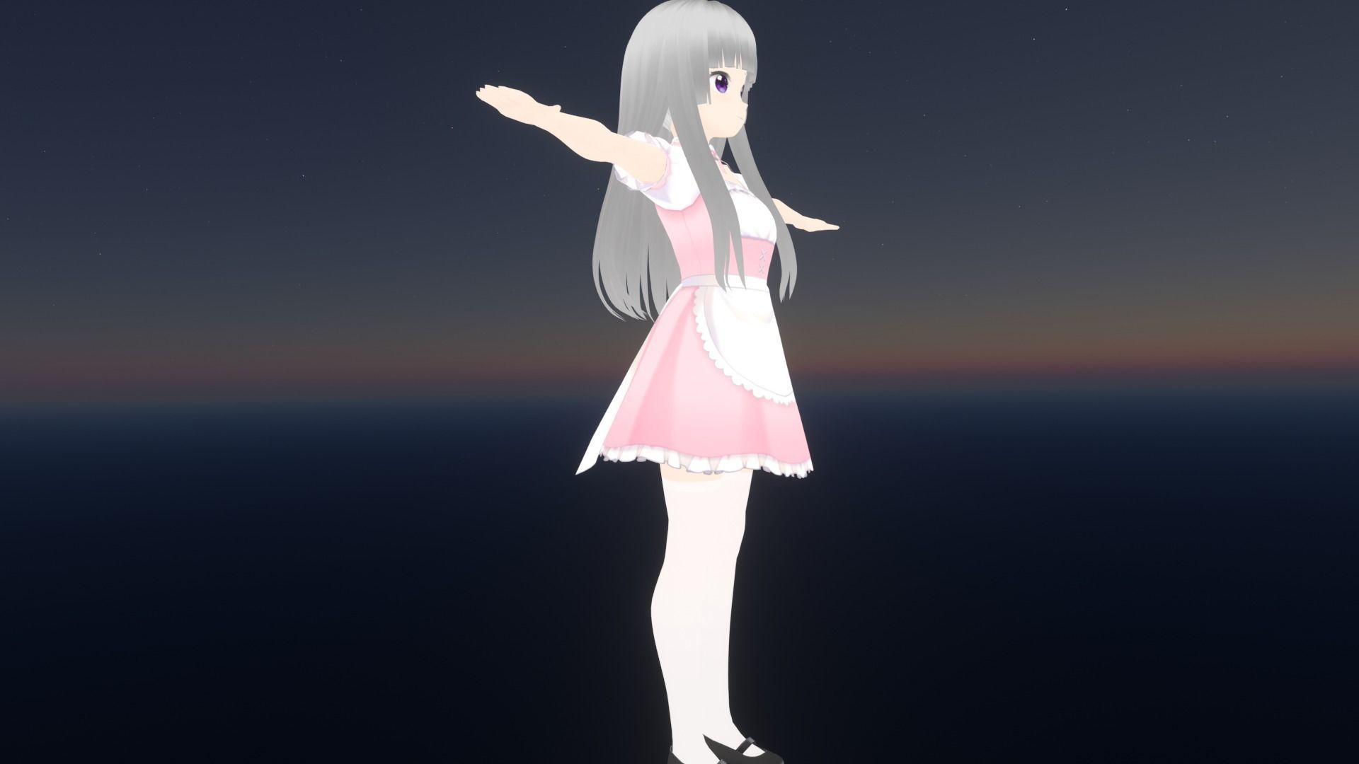 cute anime girl character - Ena Low-poly 3D model_3