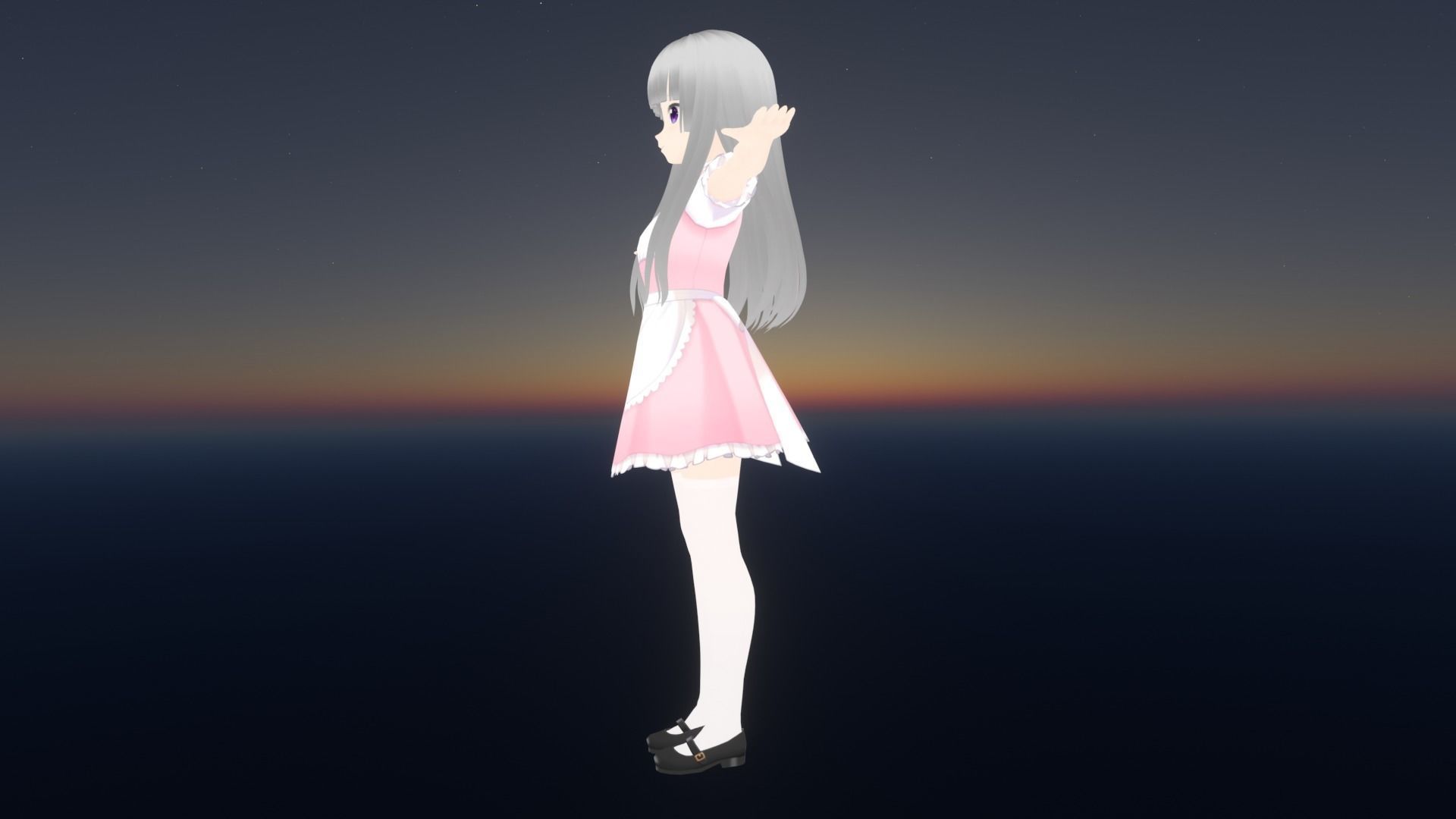 cute anime girl character - Ena Low-poly 3D model_5