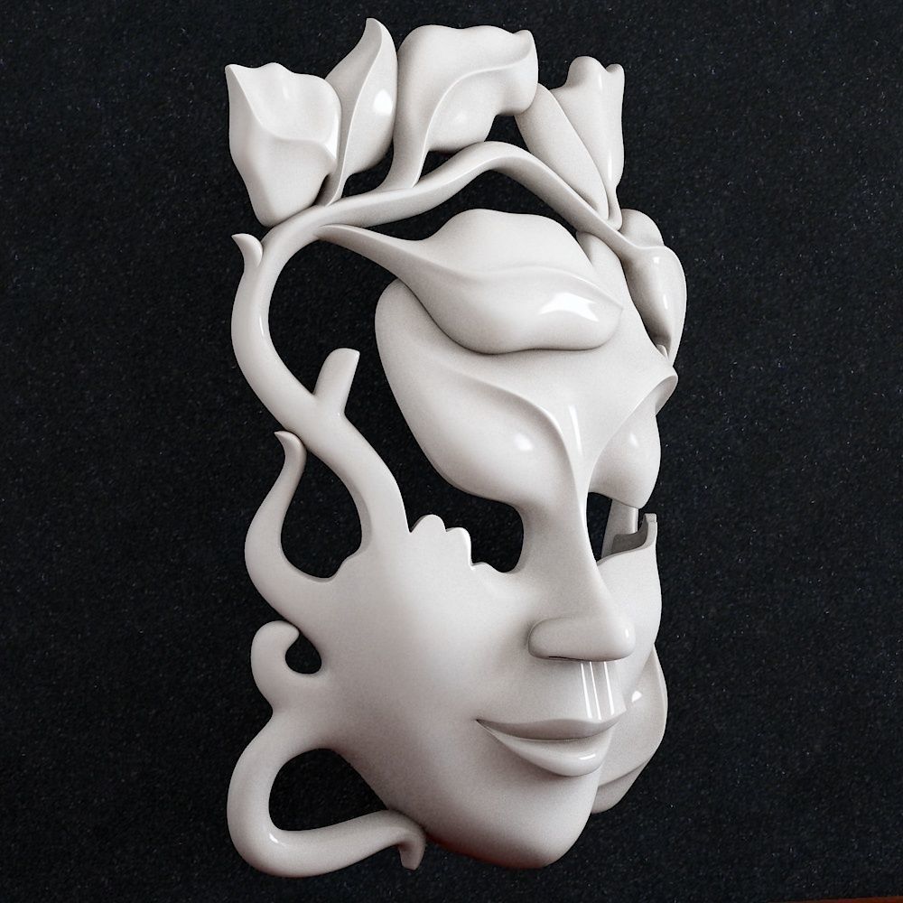 Theater Mask woman  3D print model_1