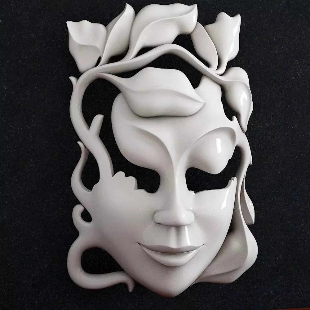 Theater Mask woman  3D print model_0