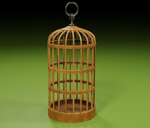 Birdcage 3 wooden bird cage Free 3D model