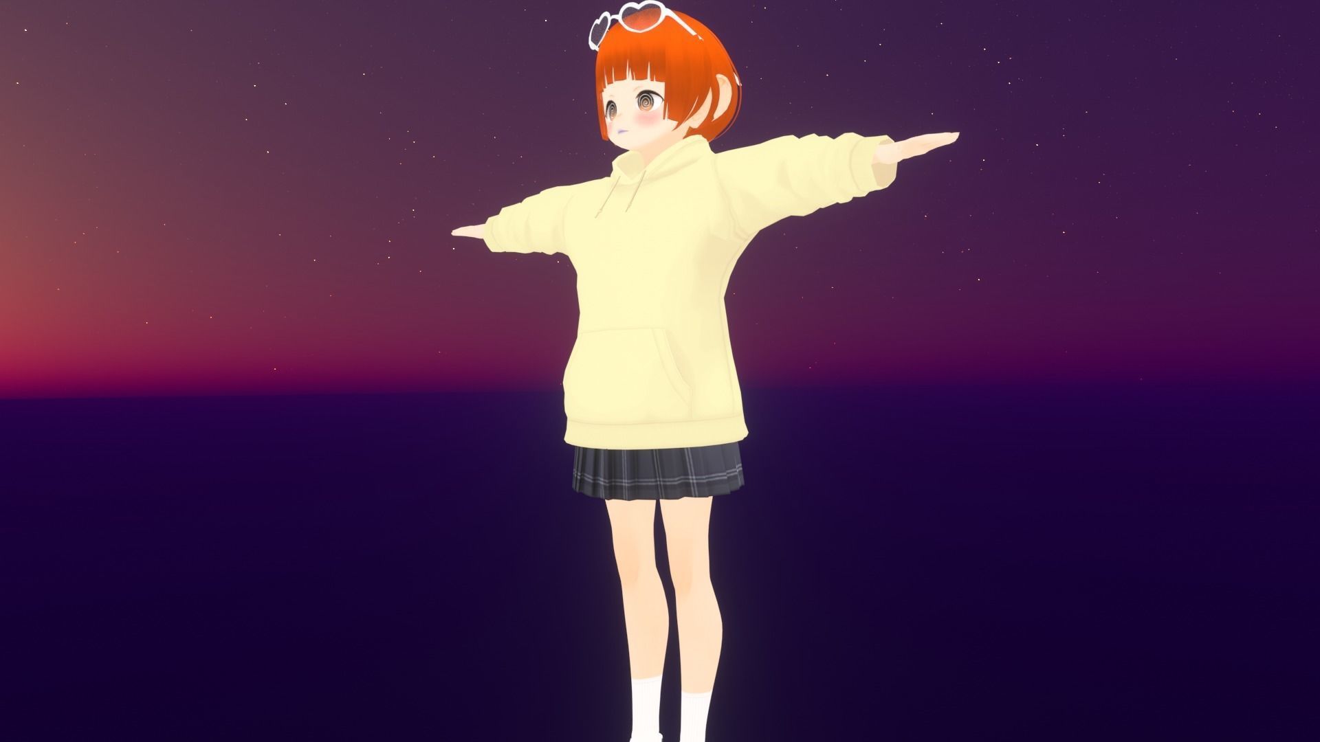 cute anime girl character - Emiyo Low-poly 3D model_3
