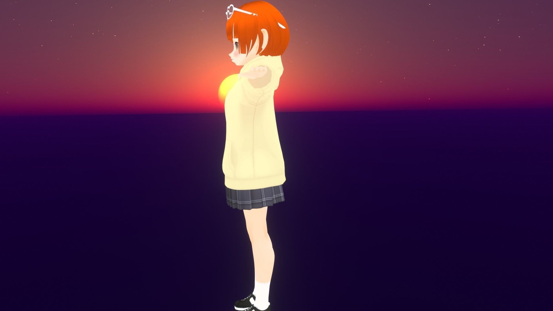 cute anime girl character - Emiyo Low-poly 3D model_5