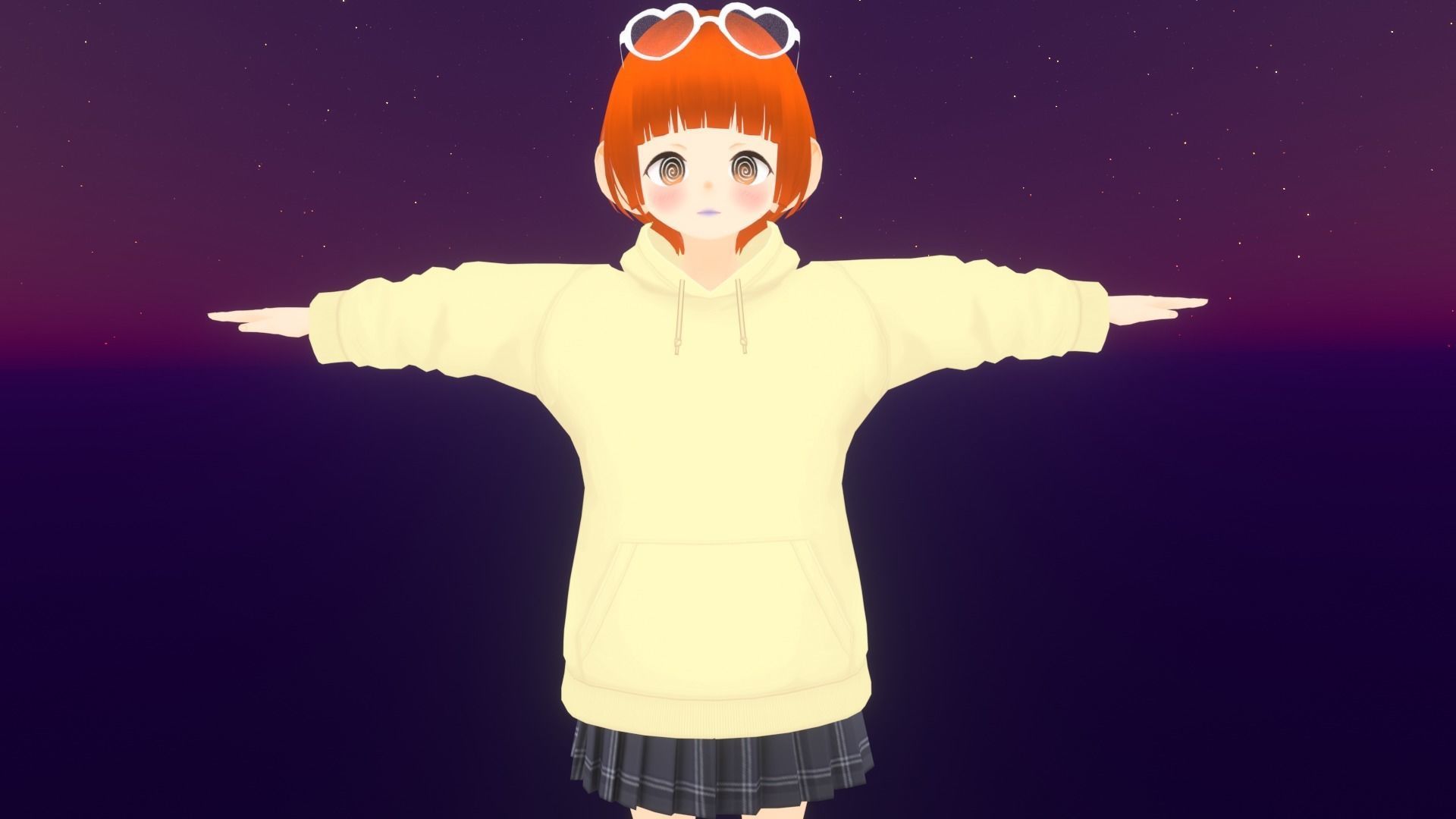 cute anime girl character - Emiyo Low-poly 3D model_1