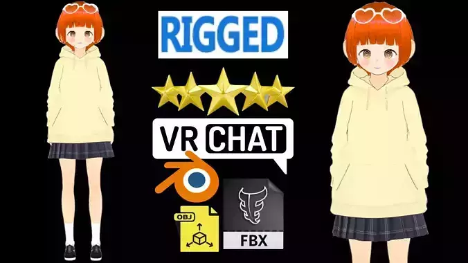 cute anime girl character - Emiyo Low-poly 3D model cute anime girl character - Emiyo Low-poly 3D model