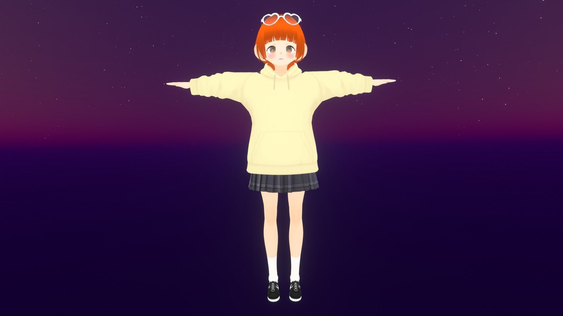 cute anime girl character - Emiyo Low-poly 3D model_2