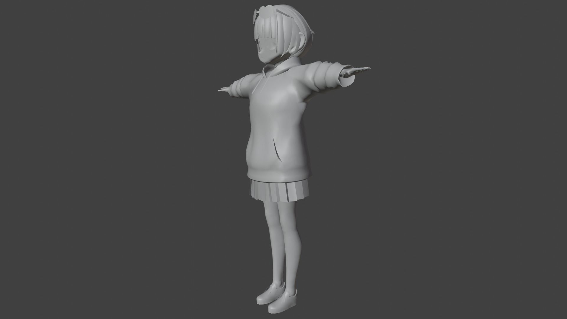 cute anime girl character - Emiyo Low-poly 3D model_8