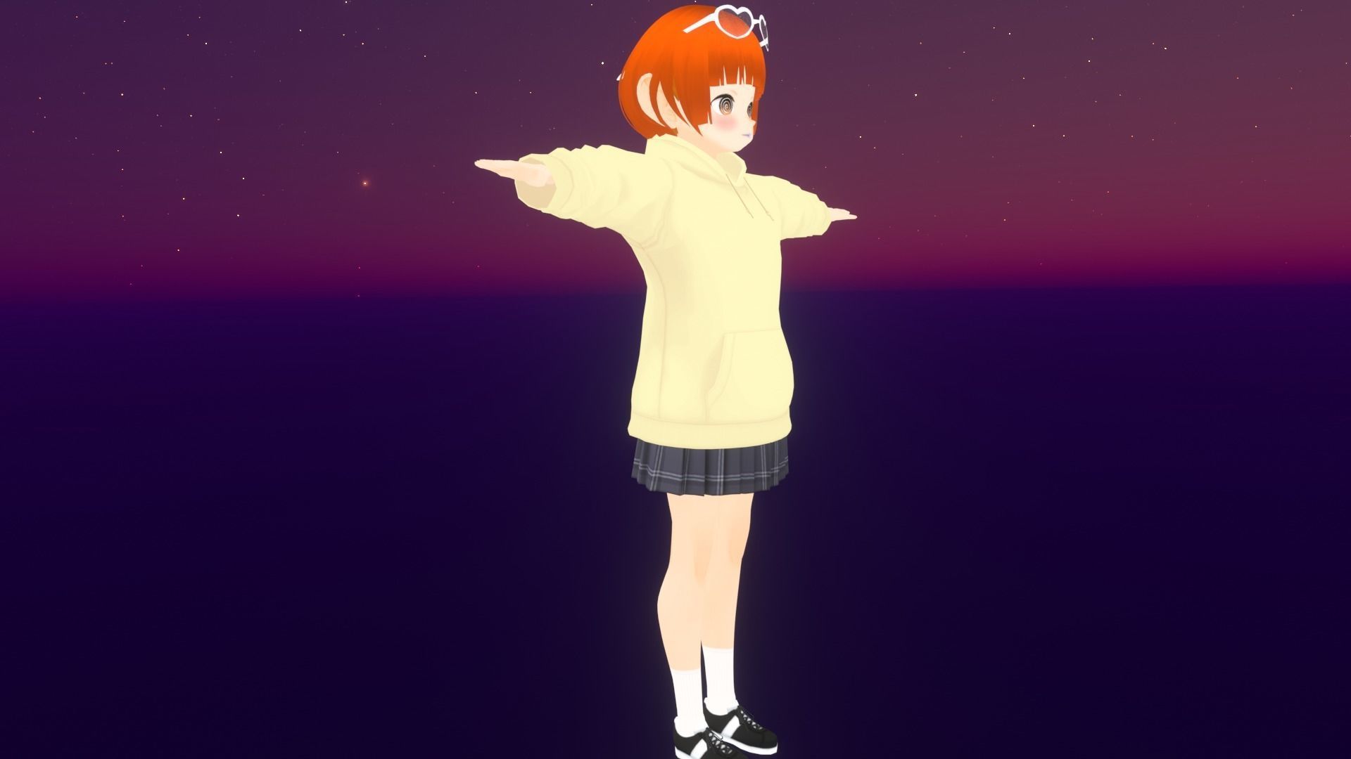 cute anime girl character - Emiyo Low-poly 3D model_4