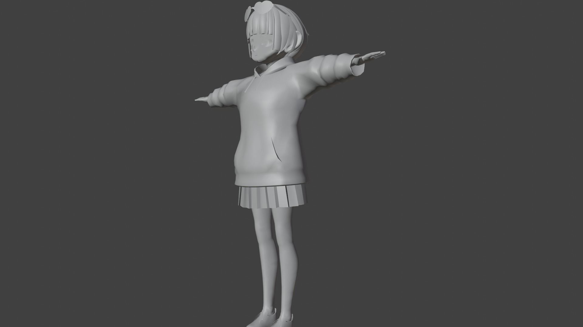 cute anime girl character - Emiyo Low-poly 3D model_9