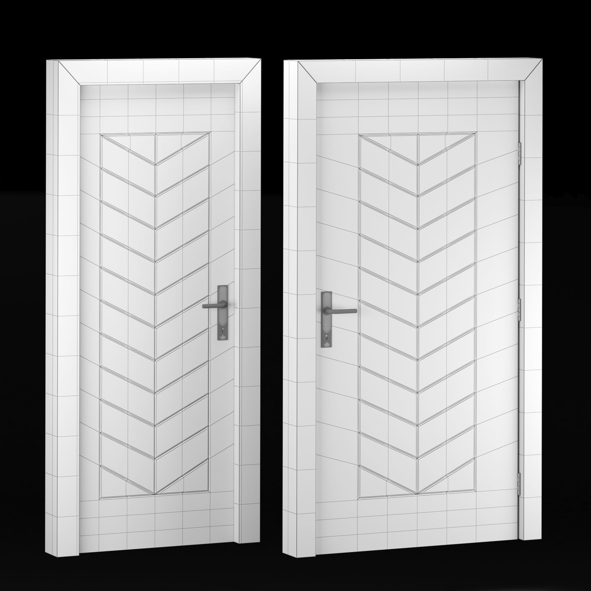 Interior-exterior Wooden Door 3D model_12