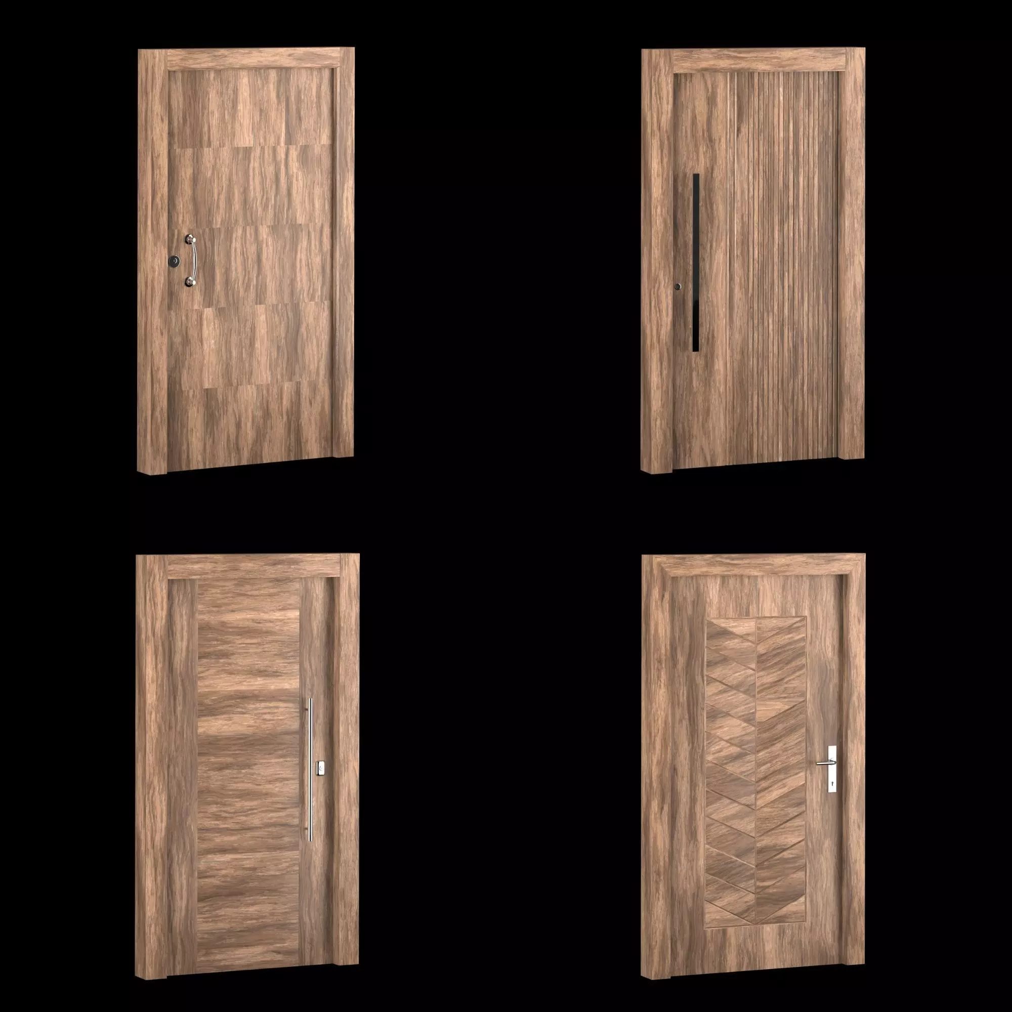 Interior-exterior Wooden Door 3D model_0