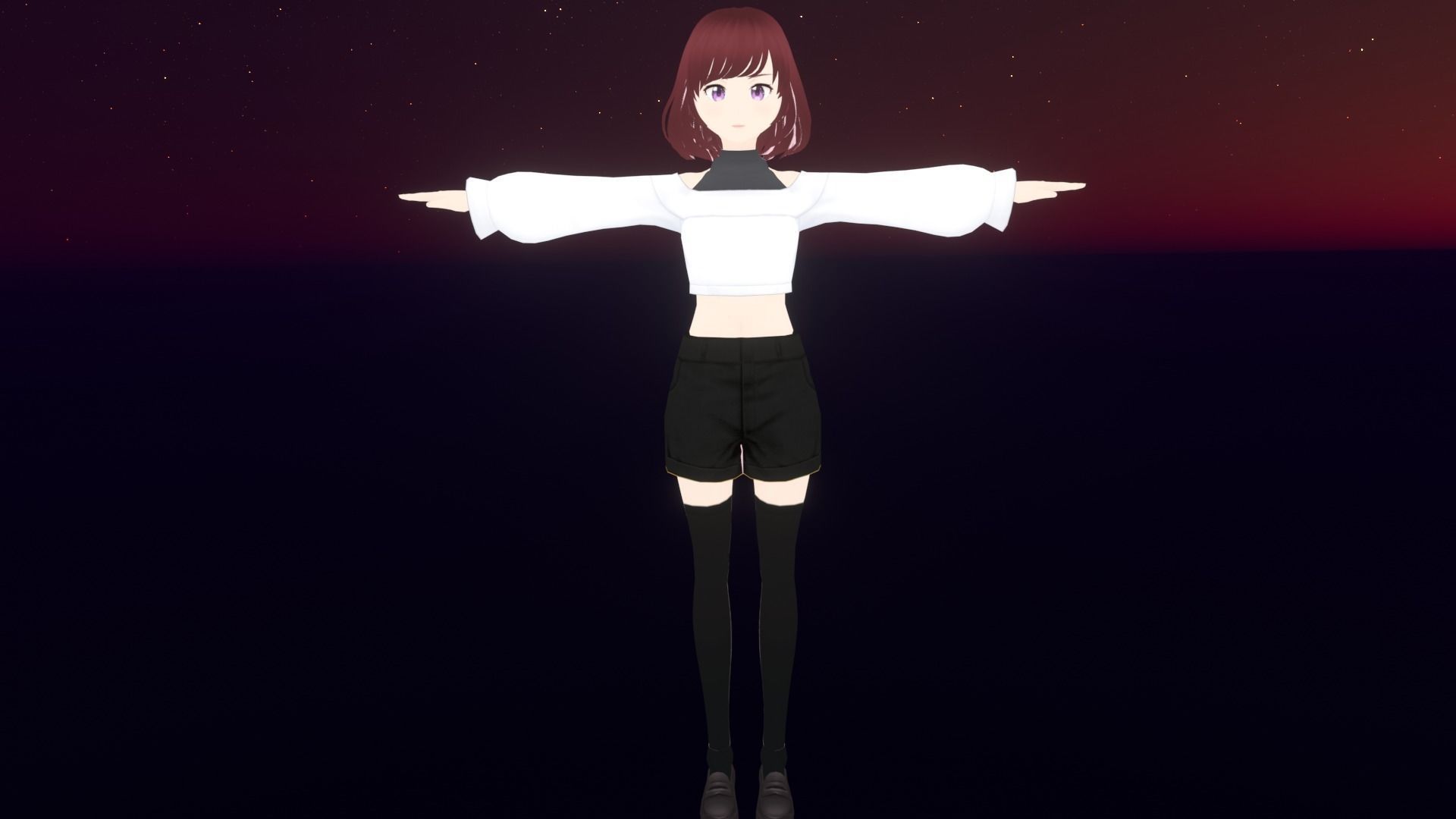 cute anime girl character - Eiko Low-poly 3D model_2