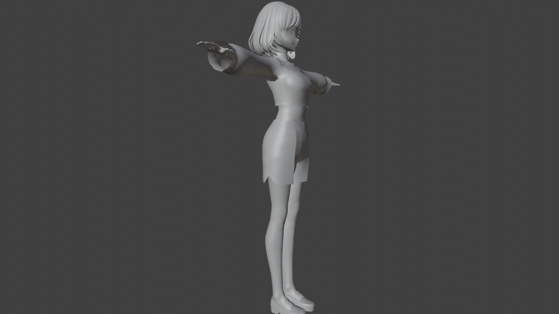 cute anime girl character - Eiko Low-poly 3D model_9