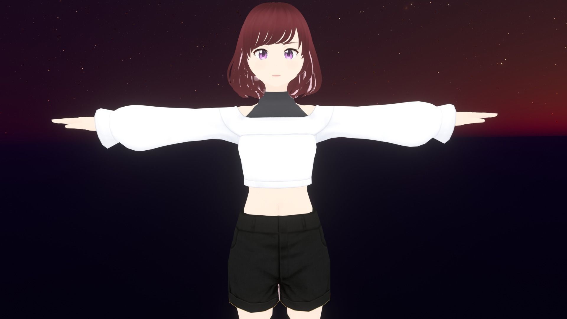 cute anime girl character - Eiko Low-poly 3D model_1