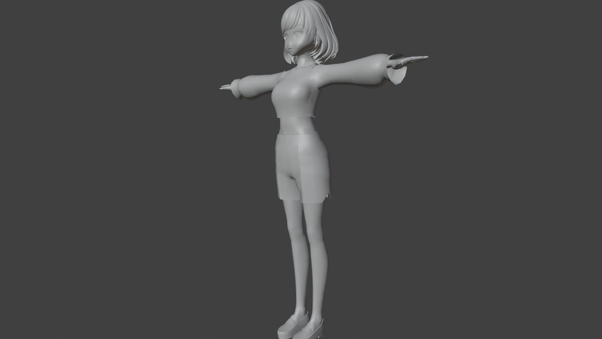 cute anime girl character - Eiko Low-poly 3D model_8