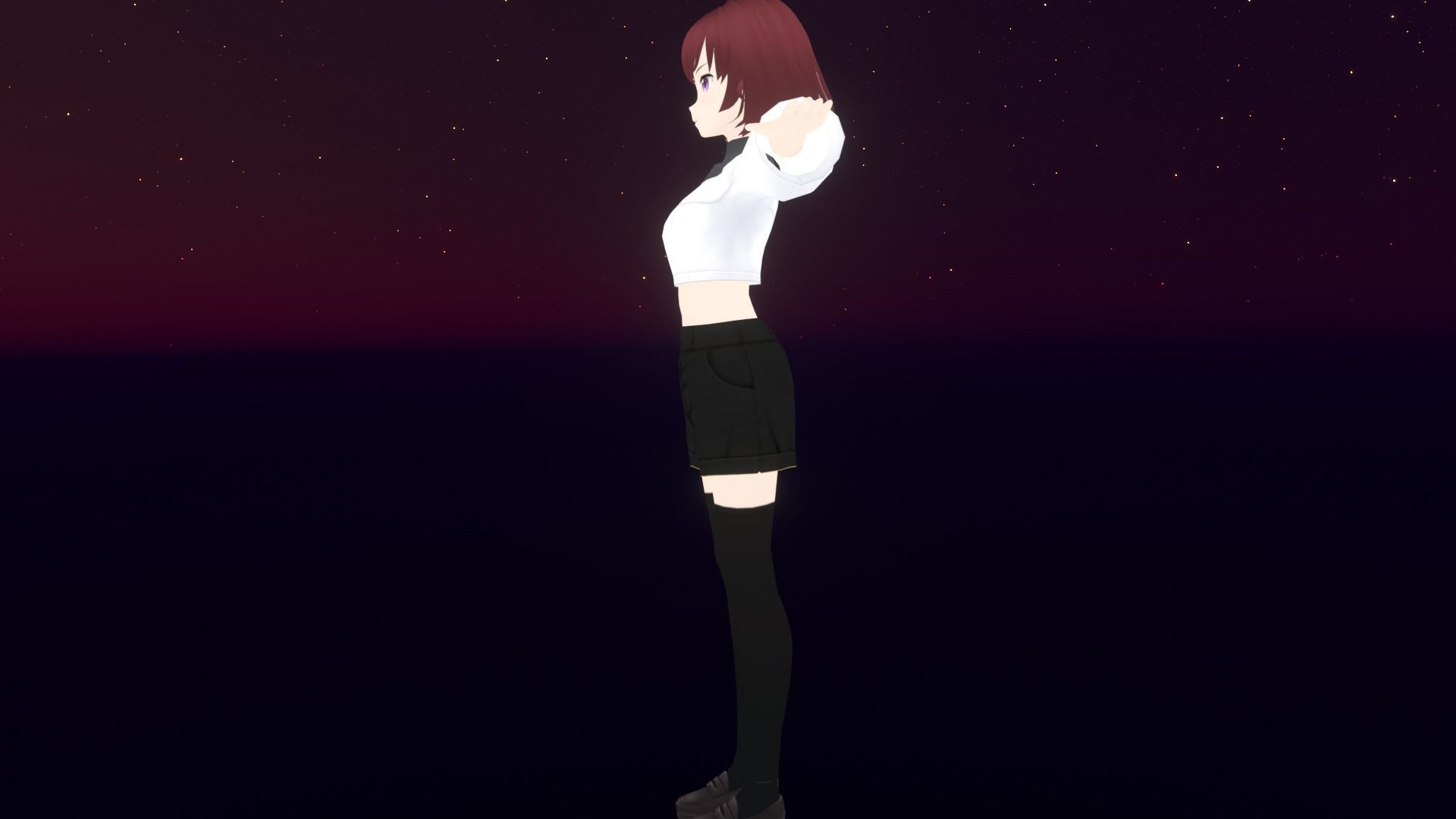 cute anime girl character - Eiko Low-poly 3D model_6