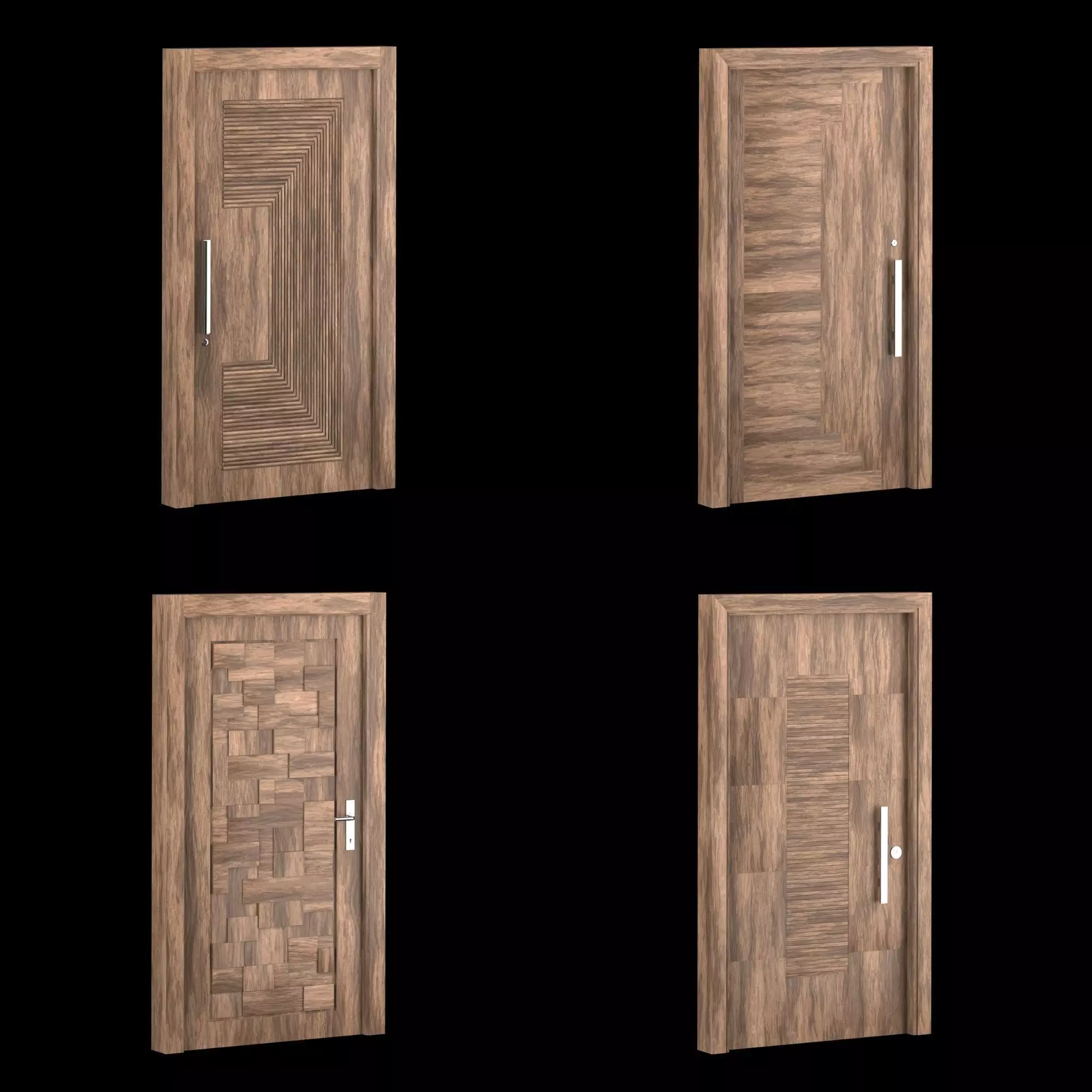 Interior-exterior Wooden Door 3D model_0