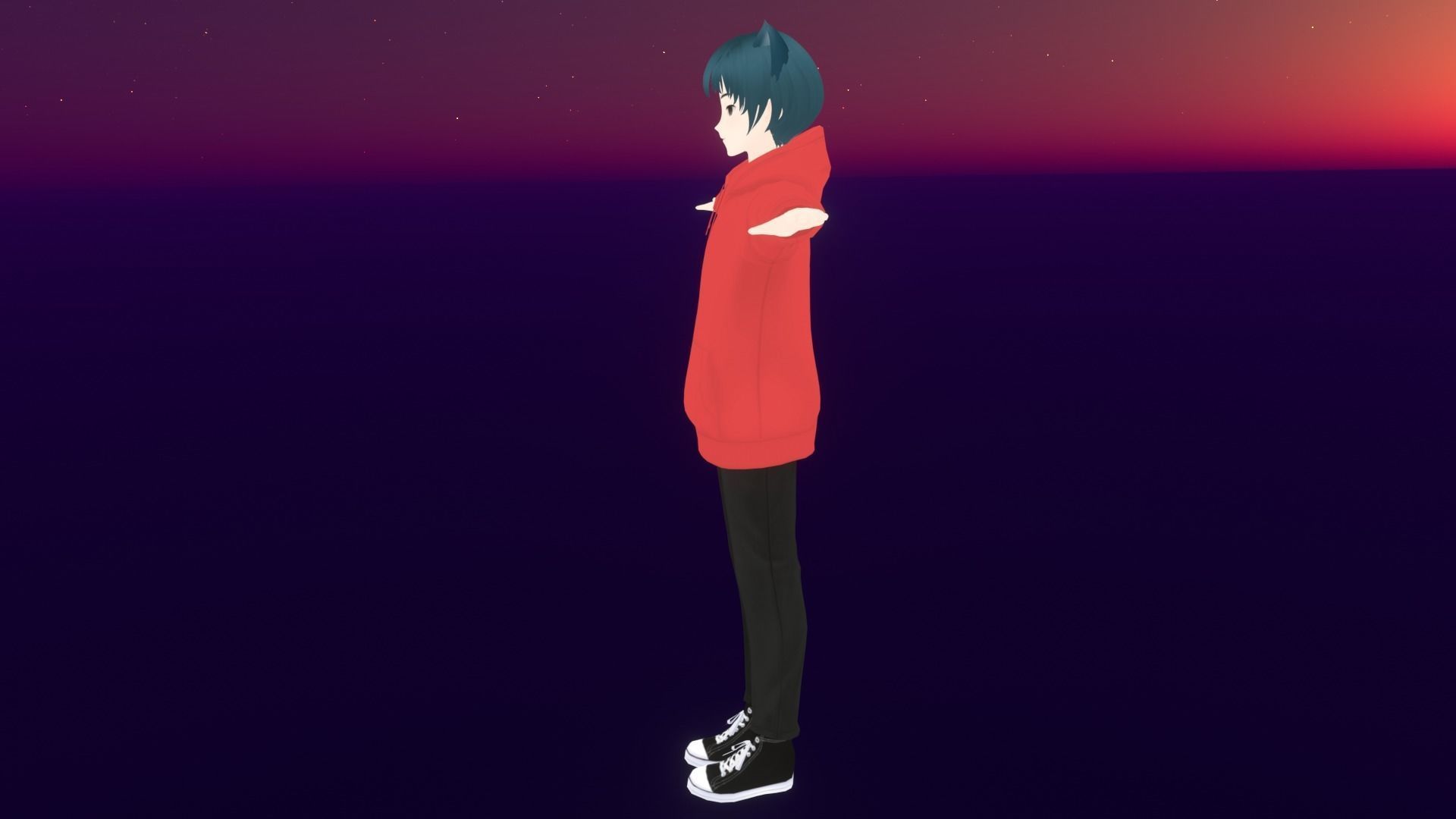 cute anime boy character - Fudo Low-poly 3D model_5
