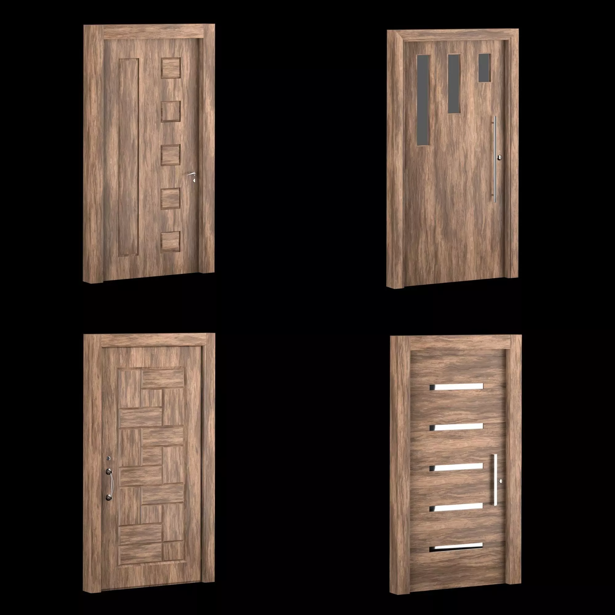 Interior-exterior Wooden Door 3D model_0