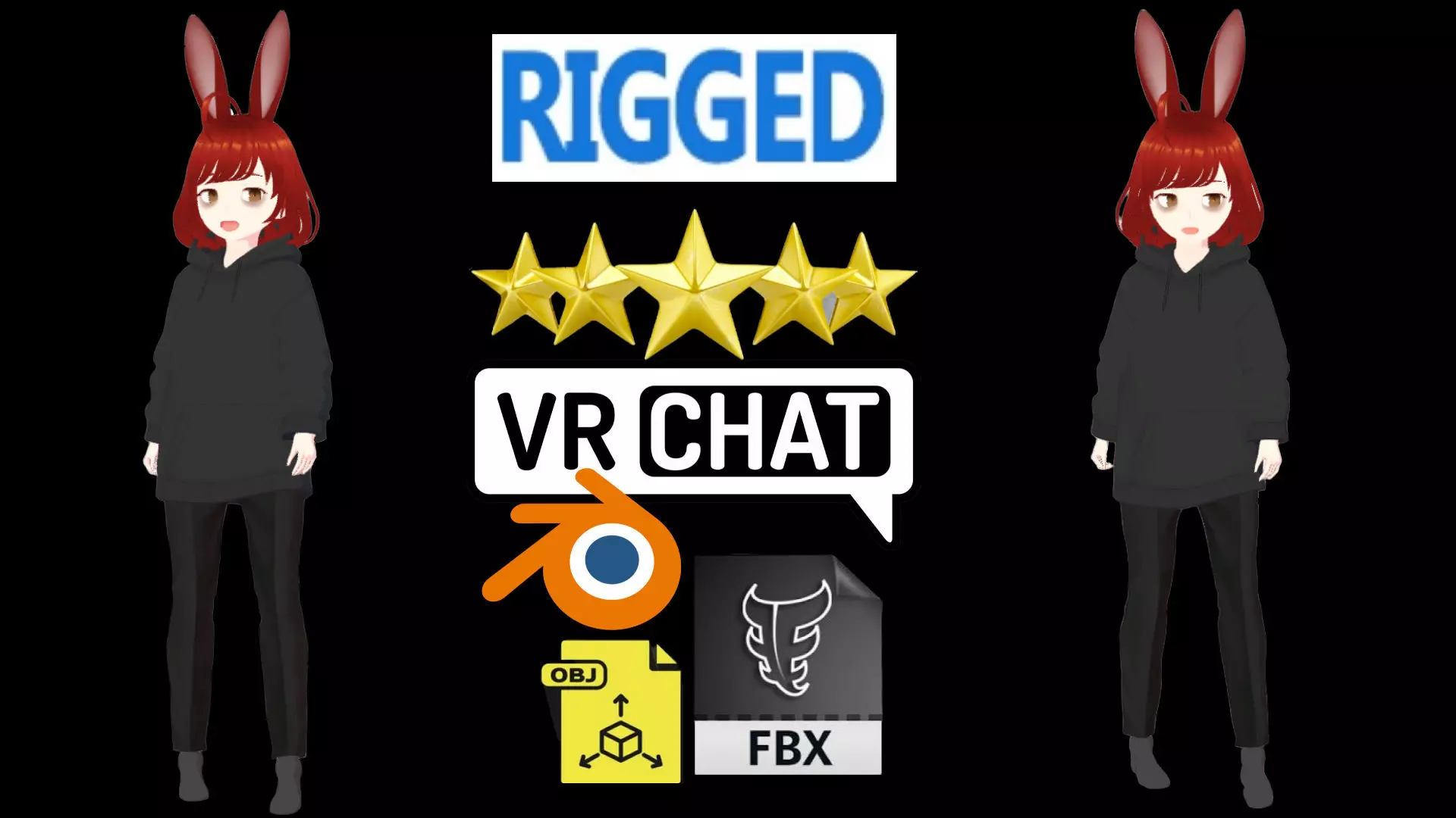 cute anime girl character - Hana Low-poly 3D model_0