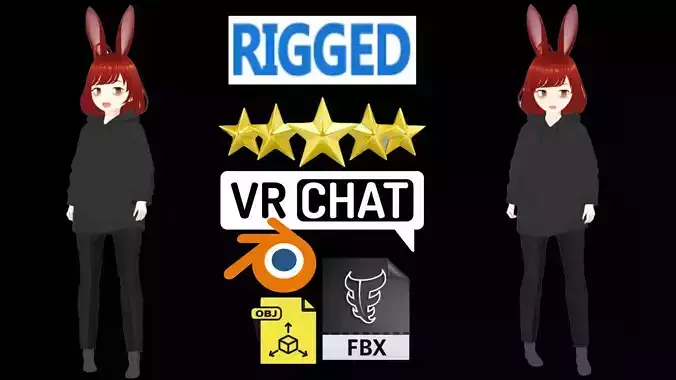 cute anime girl character - Hana Low-poly 3D model cute anime girl character - Hana Low-poly 3D model