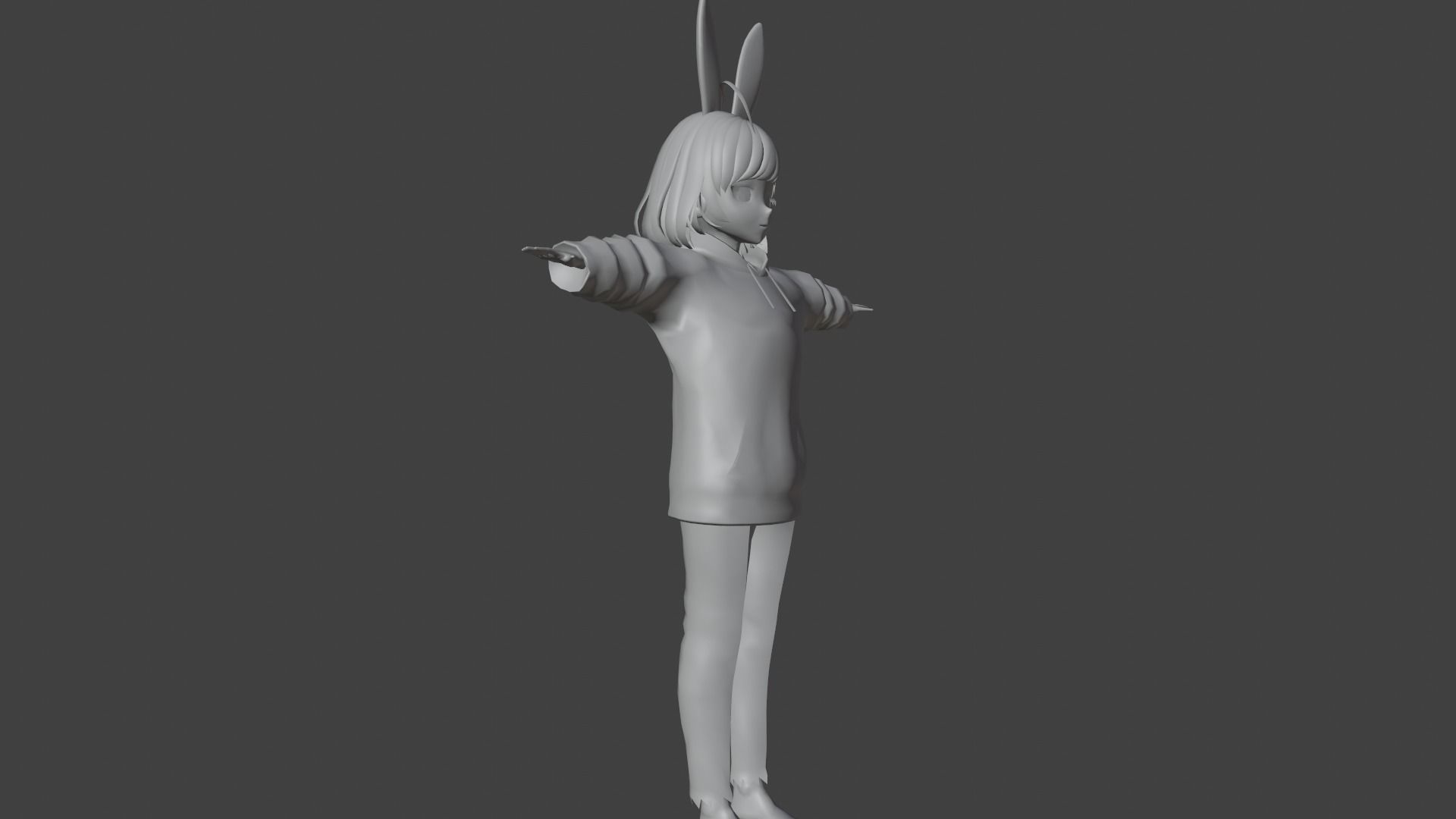 cute anime girl character - Hana Low-poly 3D model_8