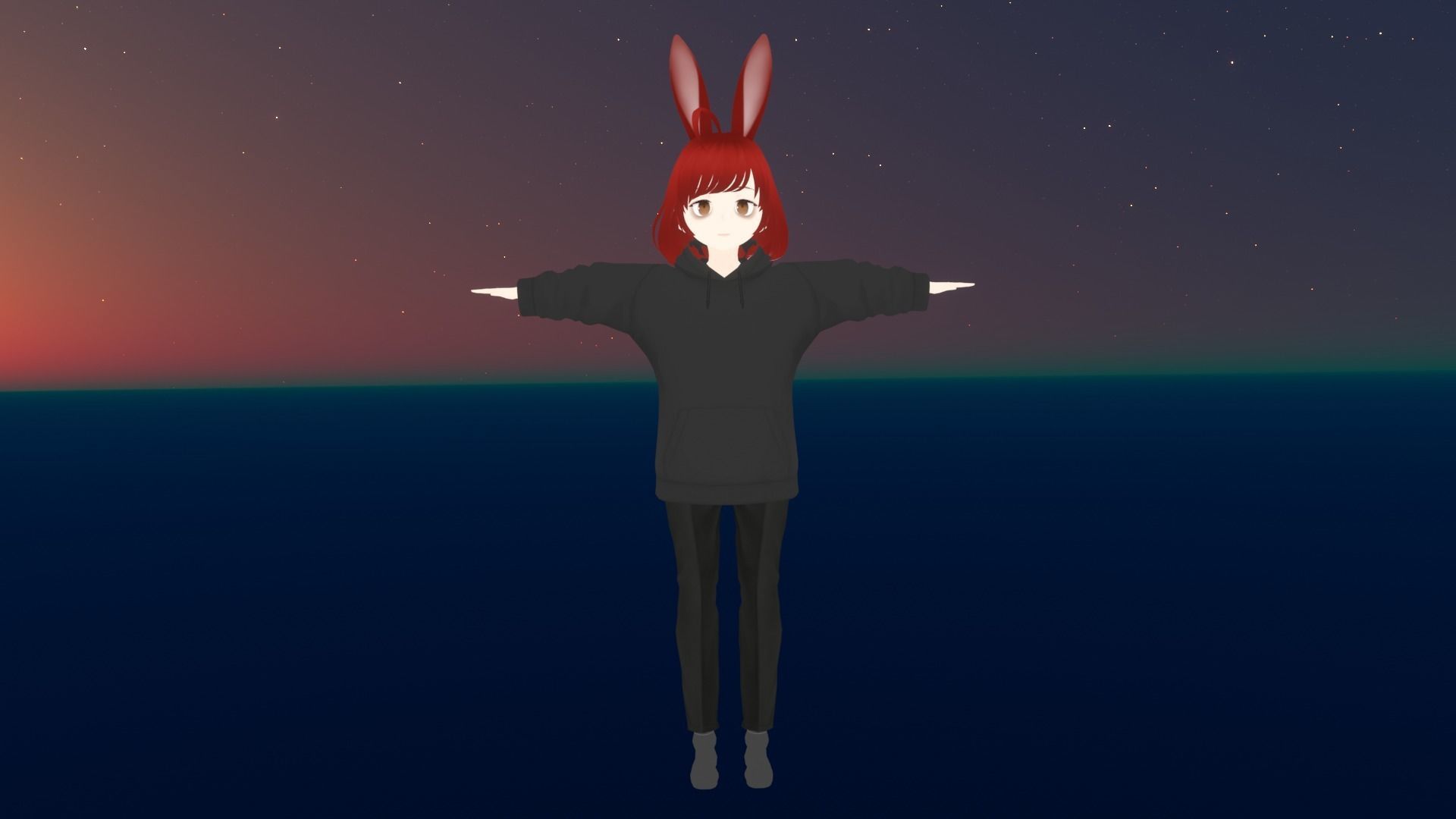 cute anime girl character - Hana Low-poly 3D model_2