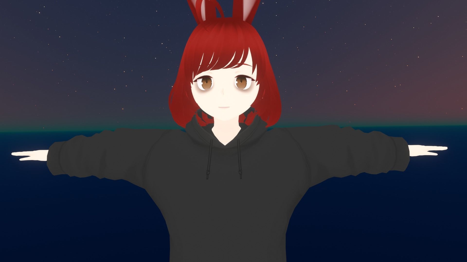 cute anime girl character - Hana Low-poly 3D model_1