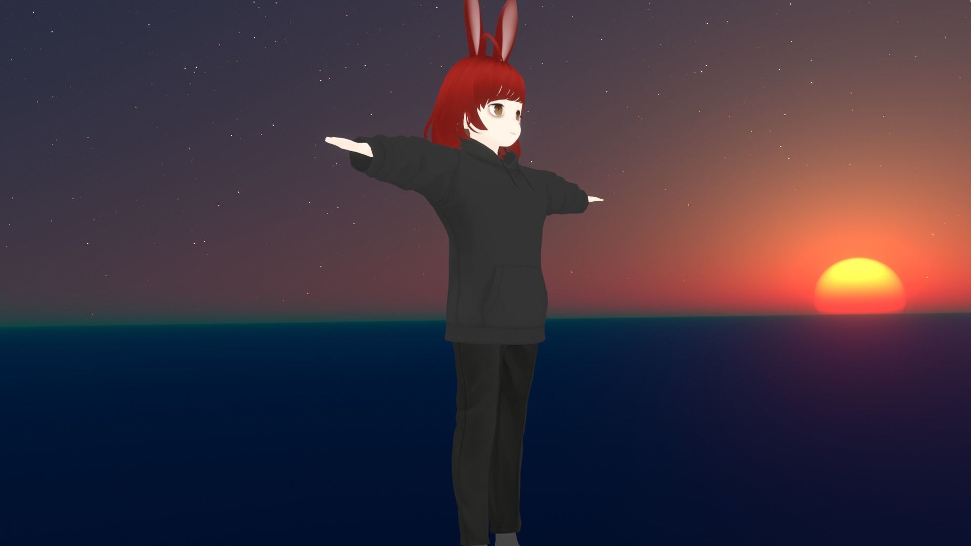 cute anime girl character - Hana Low-poly 3D model_3