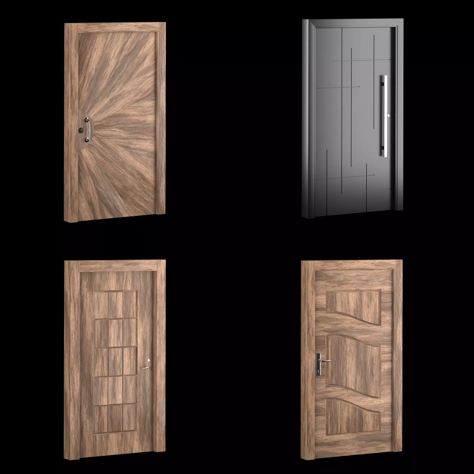 Interior-exterior Wooden Door 3D model_0