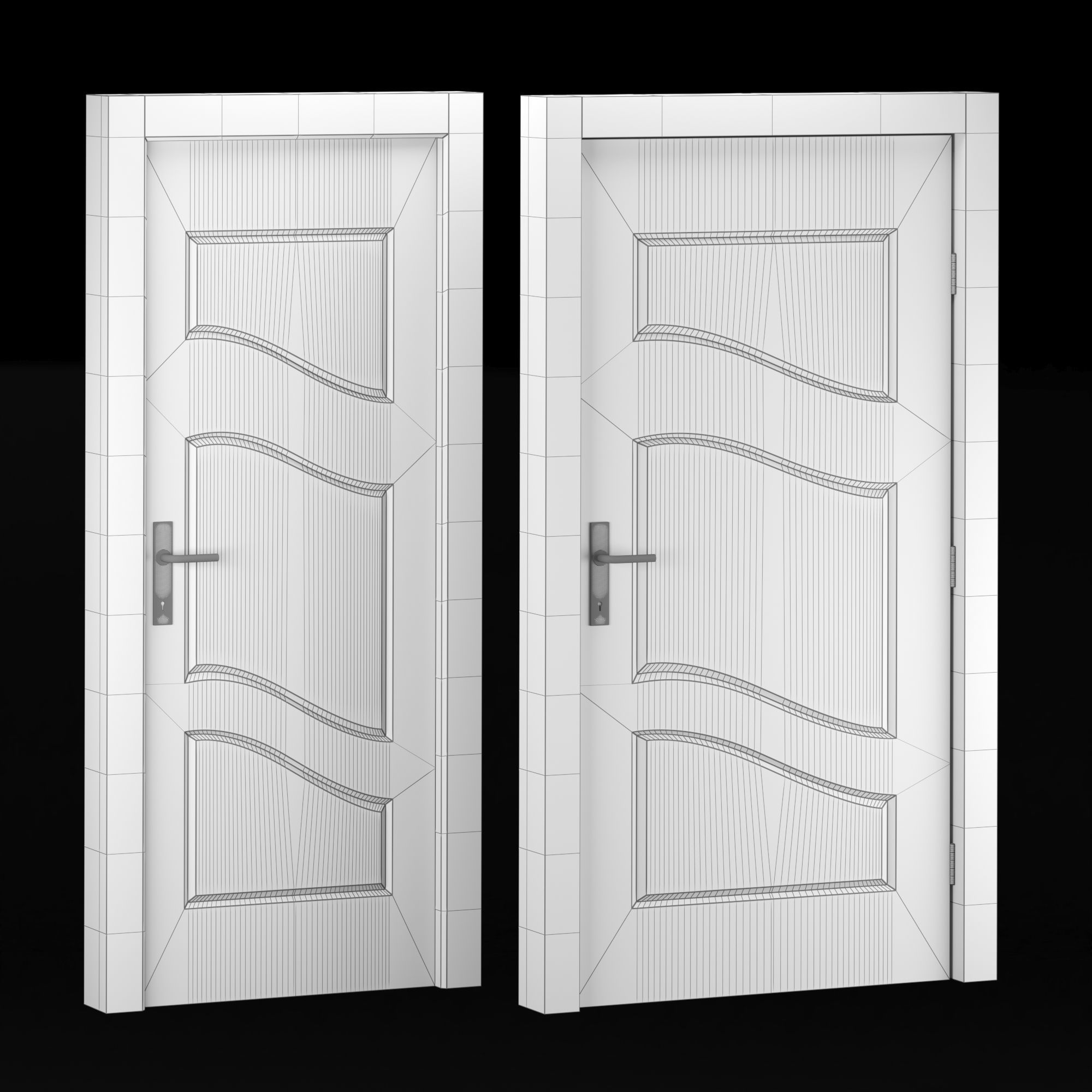 Interior-exterior Wooden Door 3D model_12
