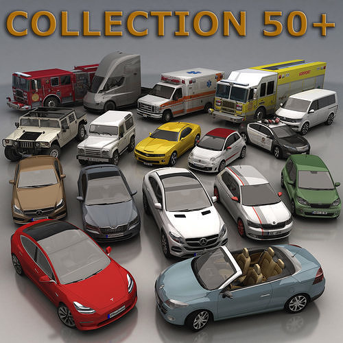 Collection of Lowpoly car models - 50plus Low-poly 3D model