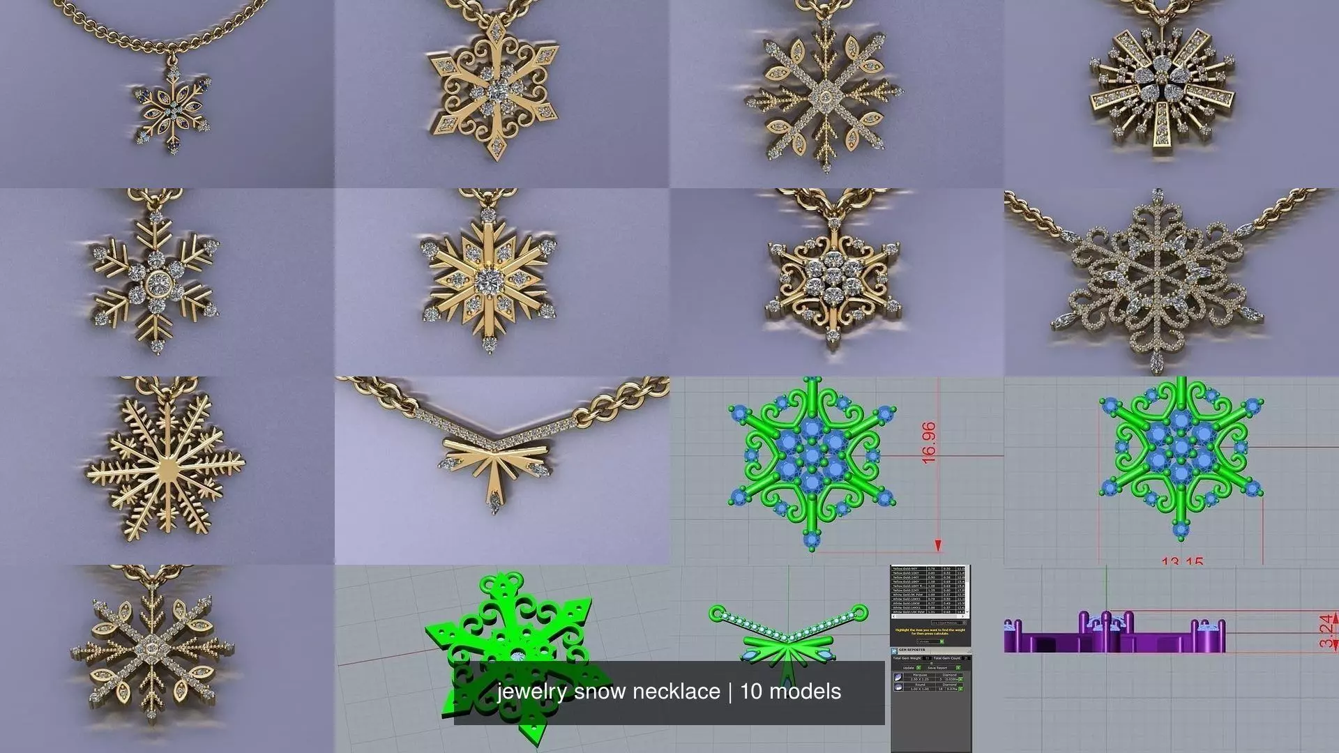 jewelry snow necklace 3D Model Collection_0