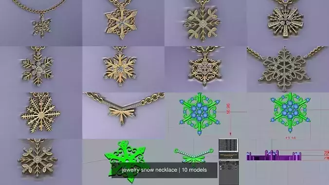 jewelry snow necklace 3D Model Collection