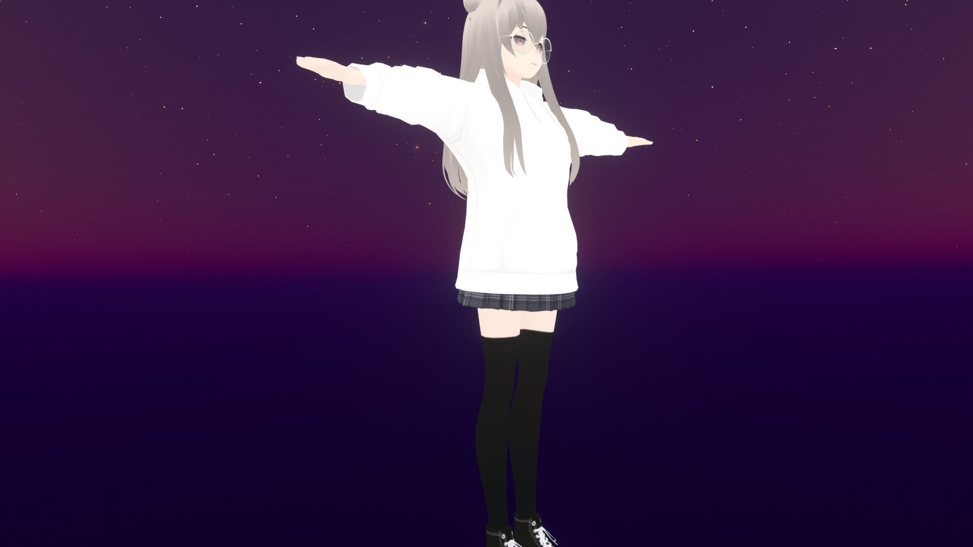 cute anime girl character - Hanako Low-poly 3D model_4