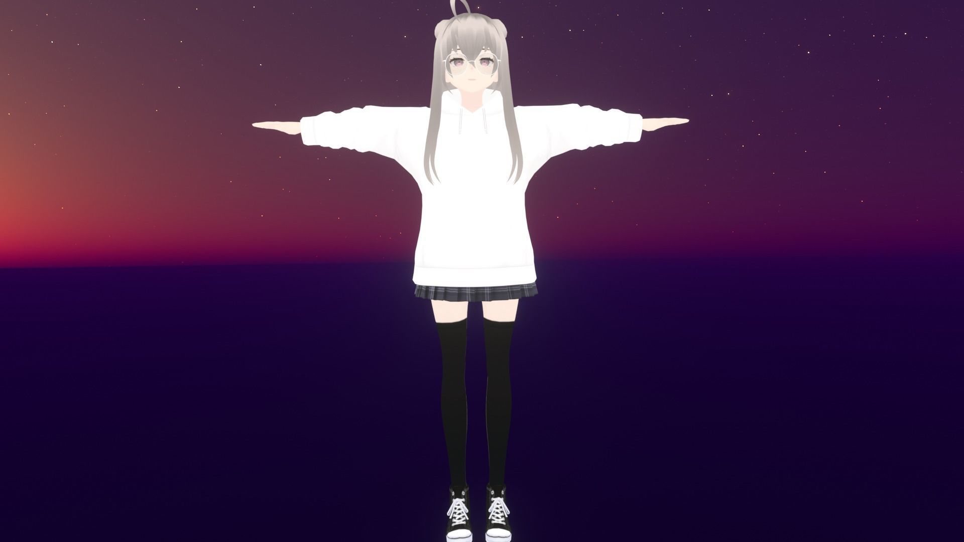 cute anime girl character - Hanako Low-poly 3D model_2