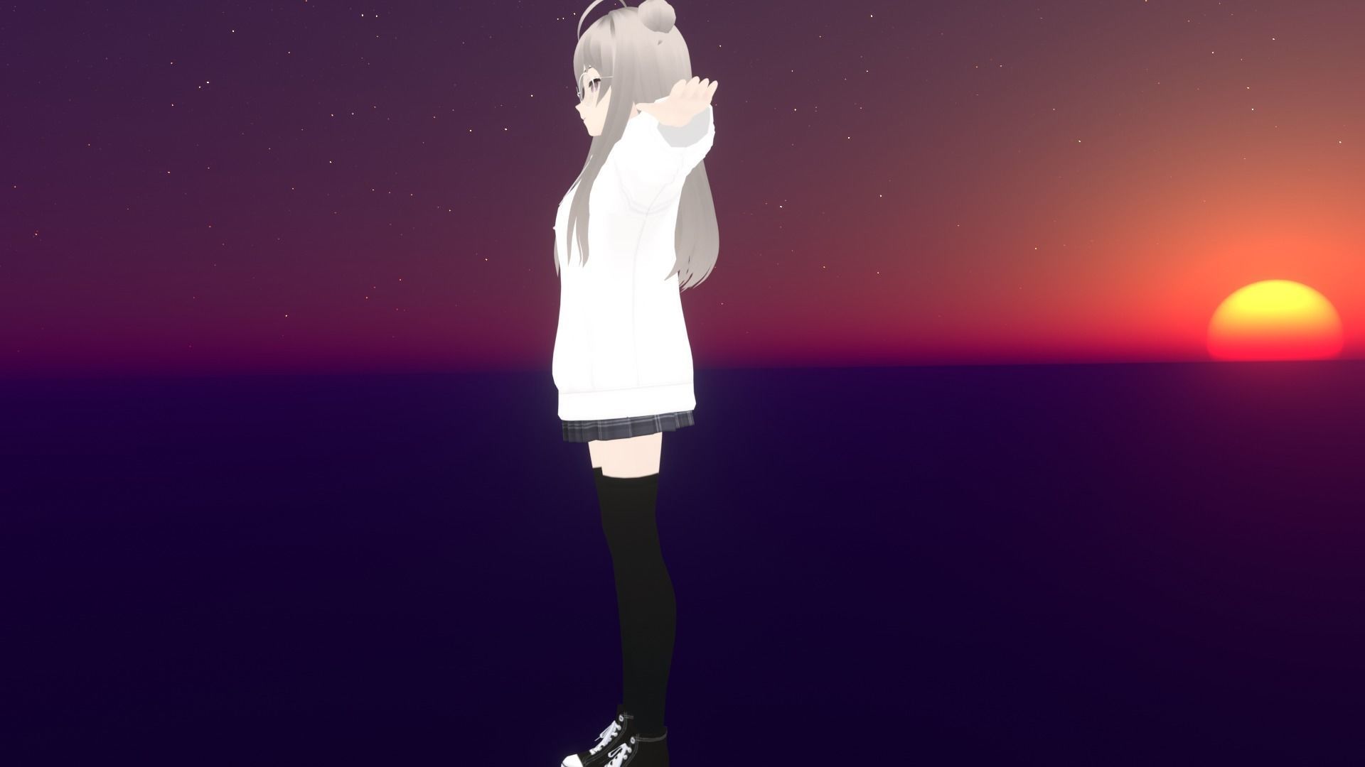 cute anime girl character - Hanako Low-poly 3D model_5