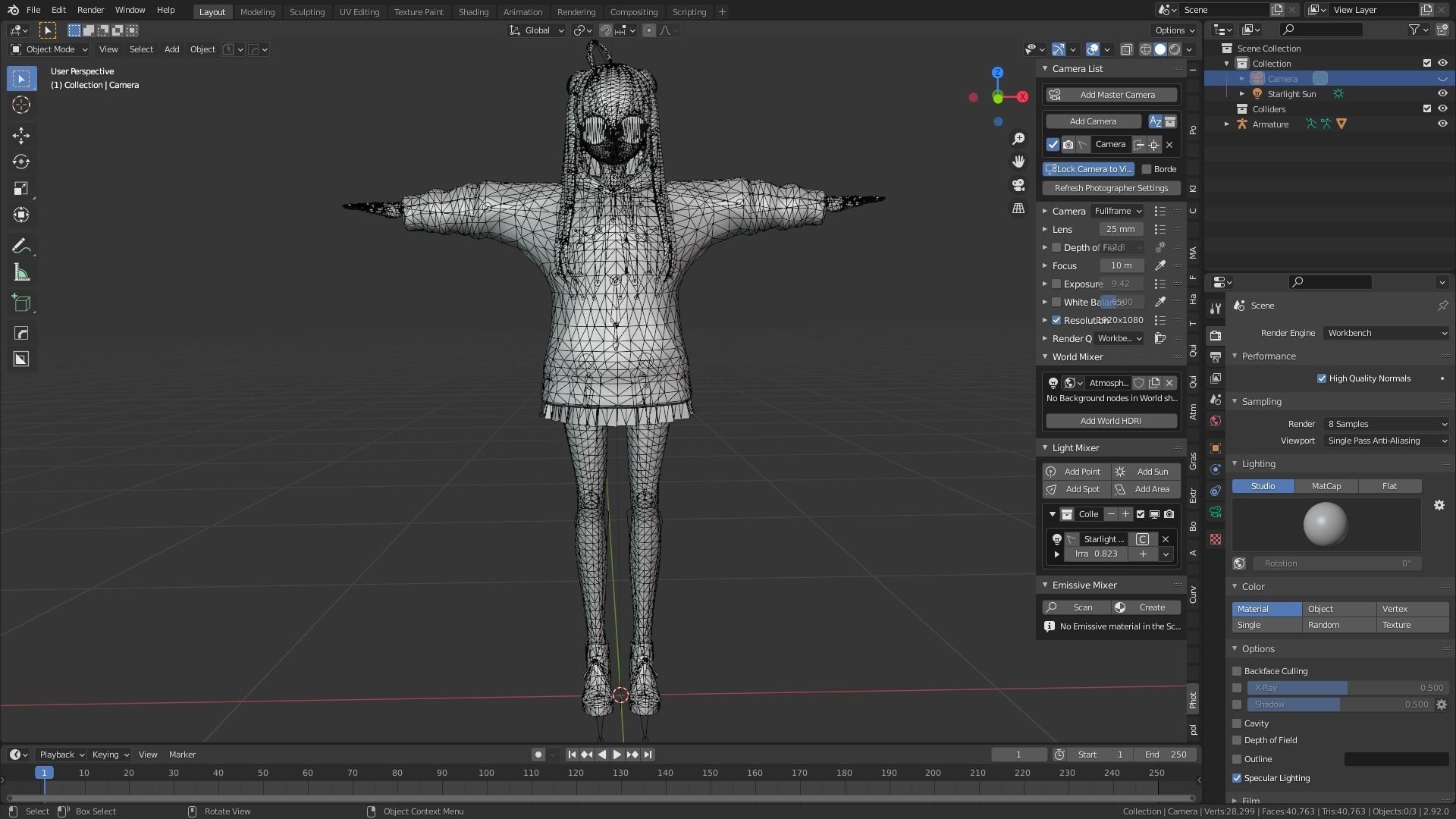 cute anime girl character - Hanako Low-poly 3D model_12