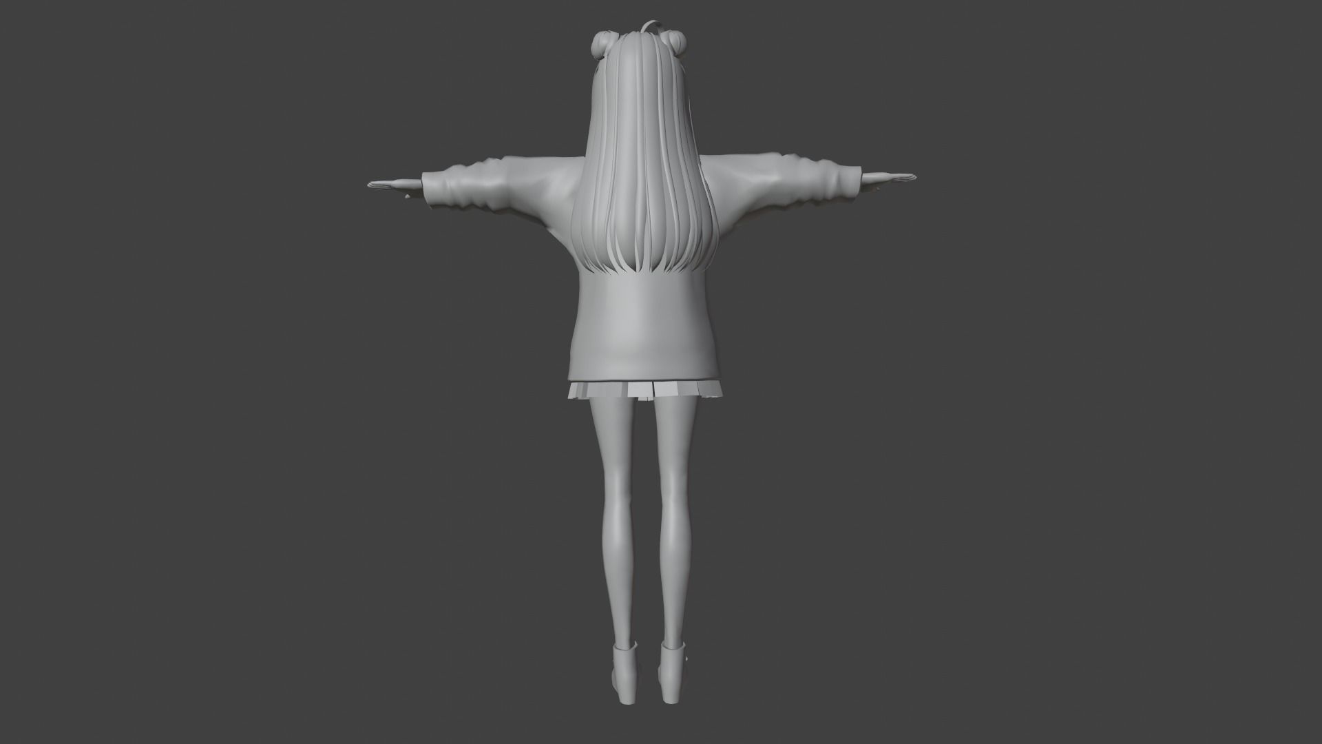 cute anime girl character - Hanako Low-poly 3D model_10