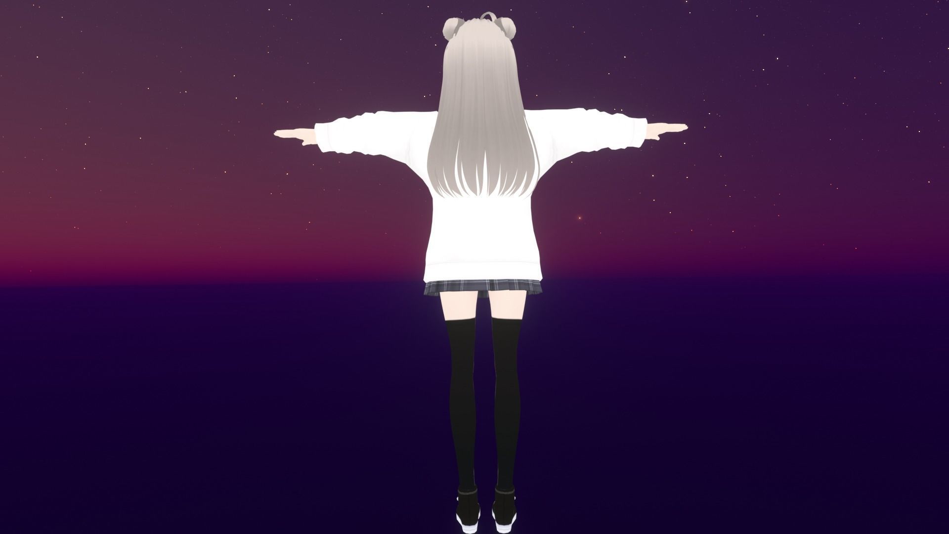 cute anime girl character - Hanako Low-poly 3D model_6